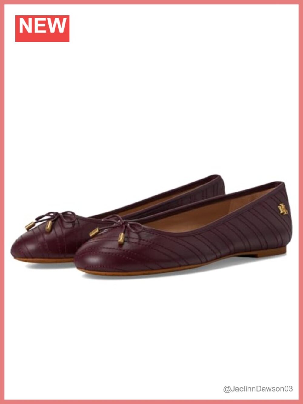 Leather Ballet Flats Slip-On Bow Bow Stitched